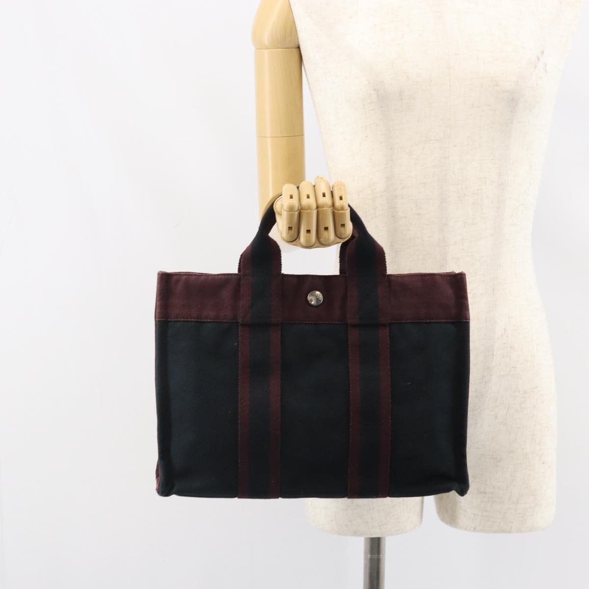 HERMES Fourre Tout PM Hand Bag Canvas Black Auth 161726
