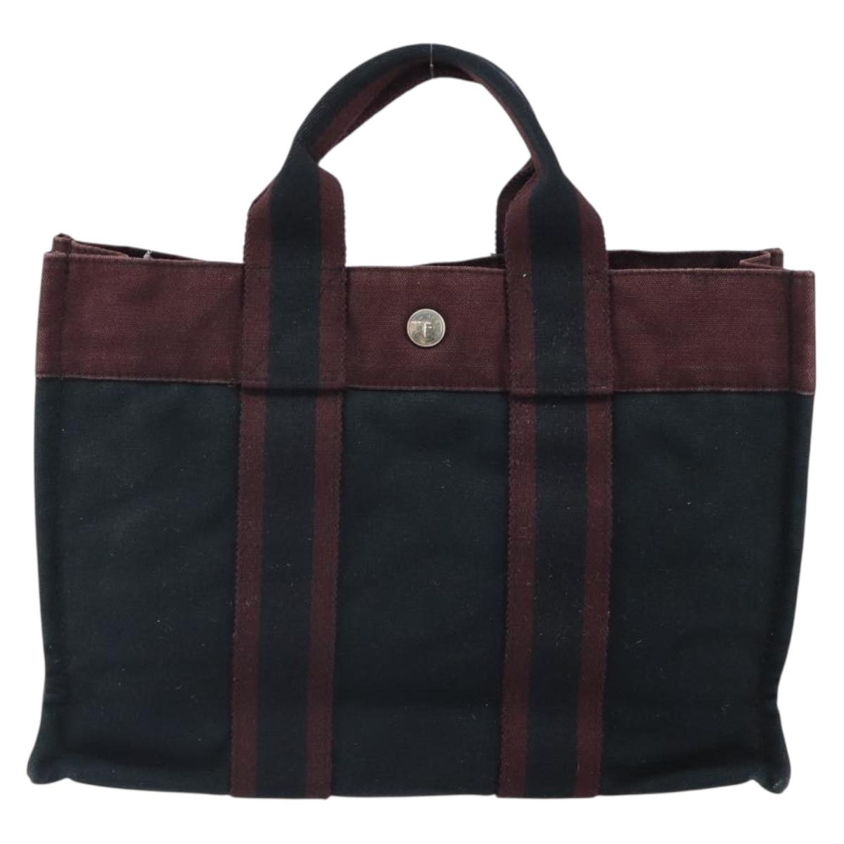 HERMES Fourre Tout PM Hand Bag Canvas Black Auth 161726