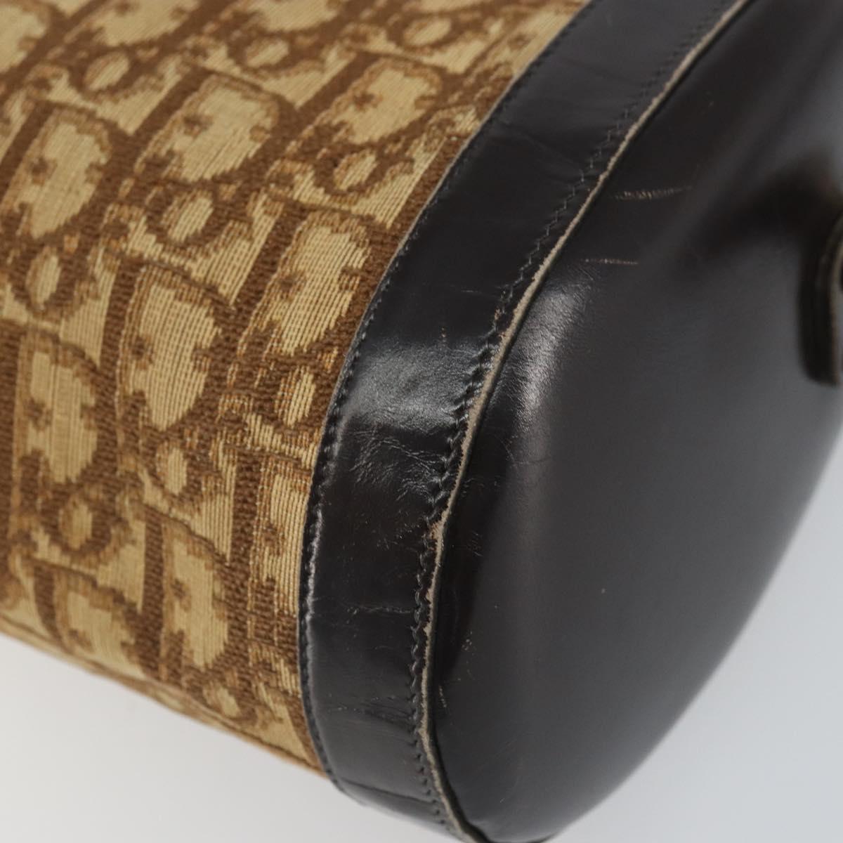 Christian Dior Trotter Canvas Shoulder Bag Beige Gold Auth 161729