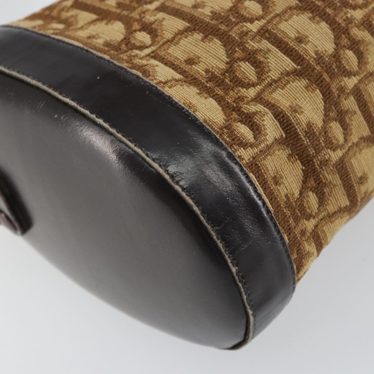 Christian Dior Trotter Canvas Shoulder Bag Beige Gold Auth 161729