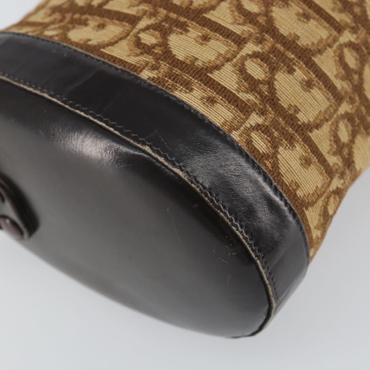 Christian Dior Trotter Canvas Shoulder Bag Beige Gold Auth 161729