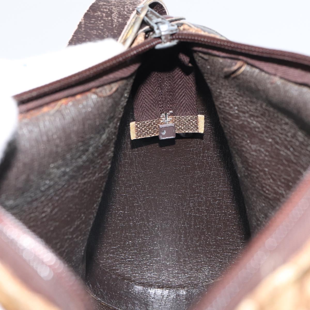 Christian Dior Trotter Canvas Shoulder Bag Beige Gold Auth 161729