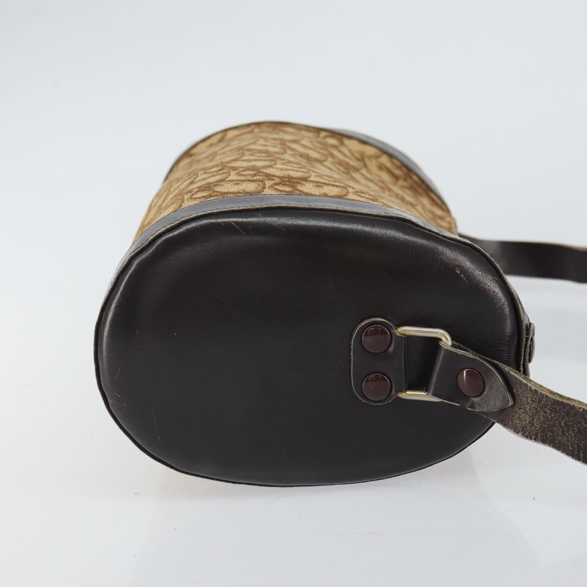 Christian Dior Trotter Canvas Shoulder Bag Beige Gold Auth 161729