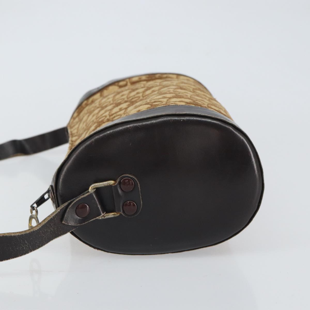 Christian Dior Trotter Canvas Shoulder Bag Beige Gold Auth 161729