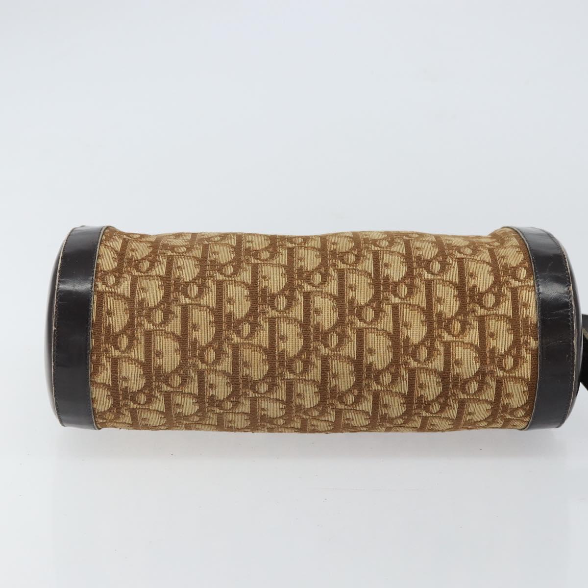 Christian Dior Trotter Canvas Shoulder Bag Beige Gold Auth 161729