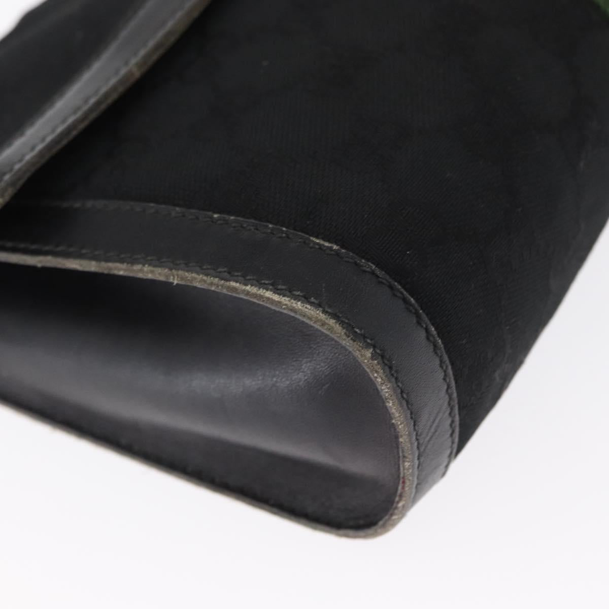 GUCCI GG Canvas Web Sherry Line Shoulder Bag Black Red Green Auth 161730