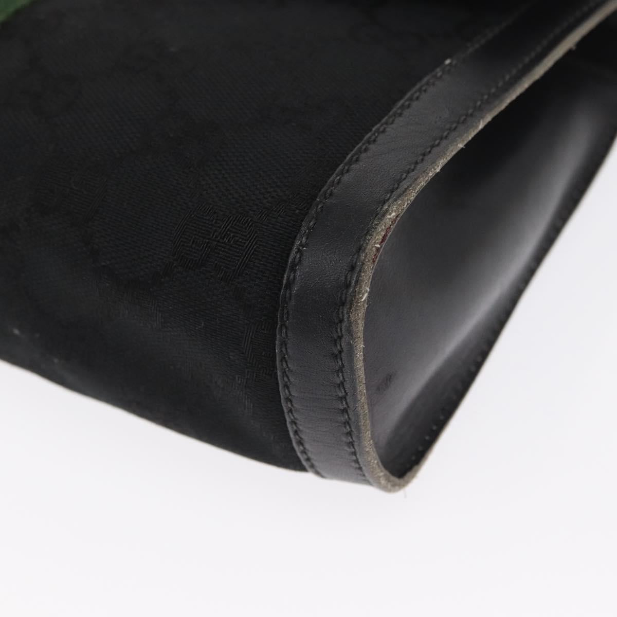 GUCCI GG Canvas Web Sherry Line Shoulder Bag Black Red Green Auth 161730