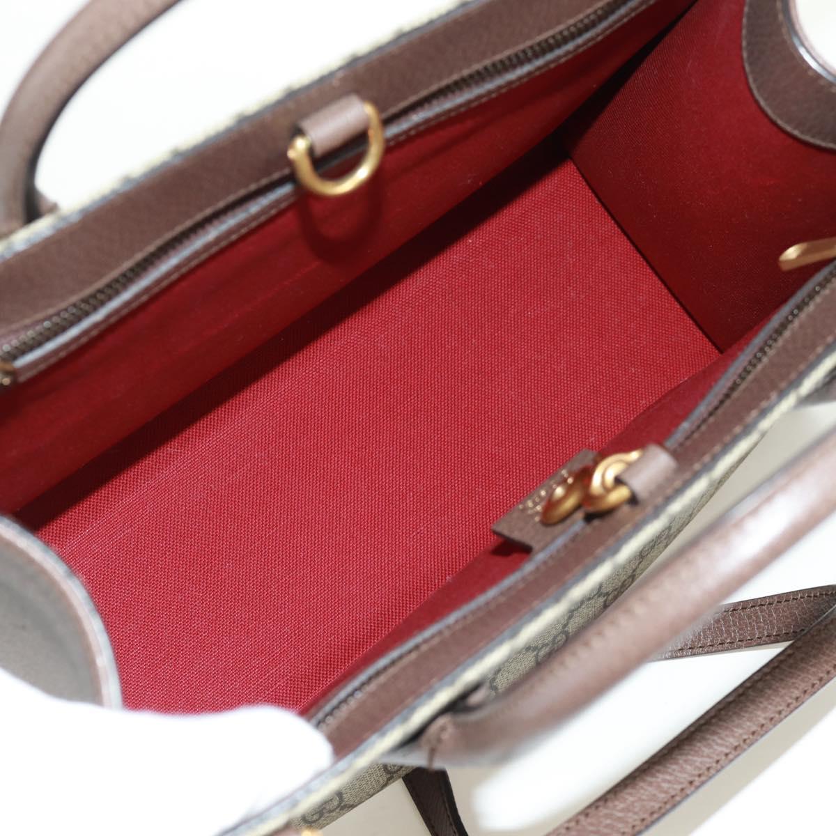 GUCCI GG Supreme Donald duck Hand Bag PVC 2way Beige Gold 648134 Auth 161733SAM