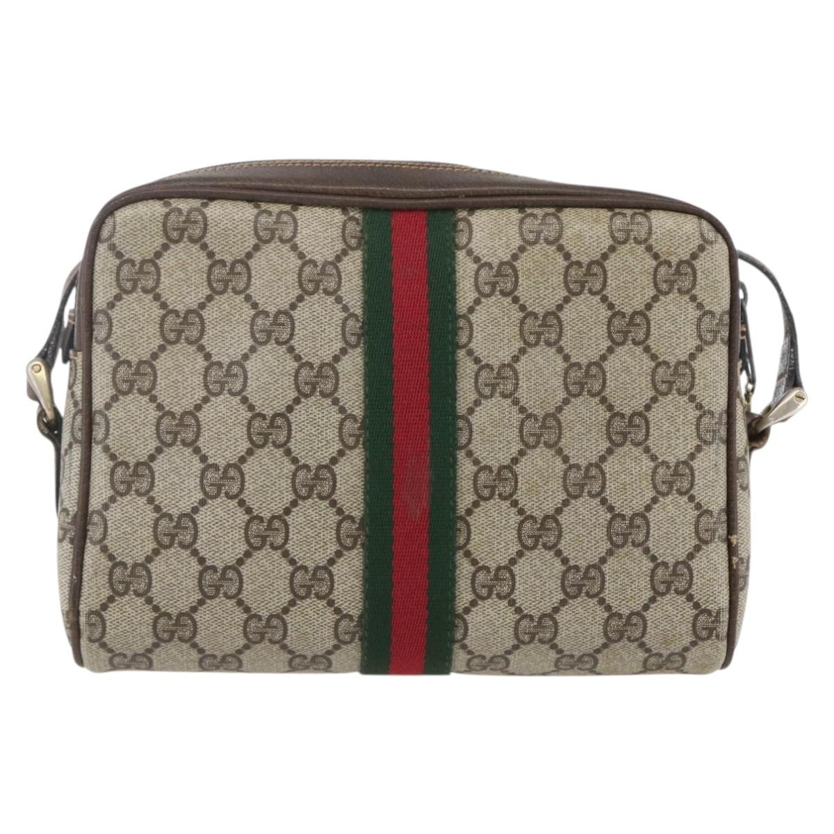 GUCCI GG Supreme Web Sherry Line Shoulder Bag PVC Beige 010 378 Auth 161738