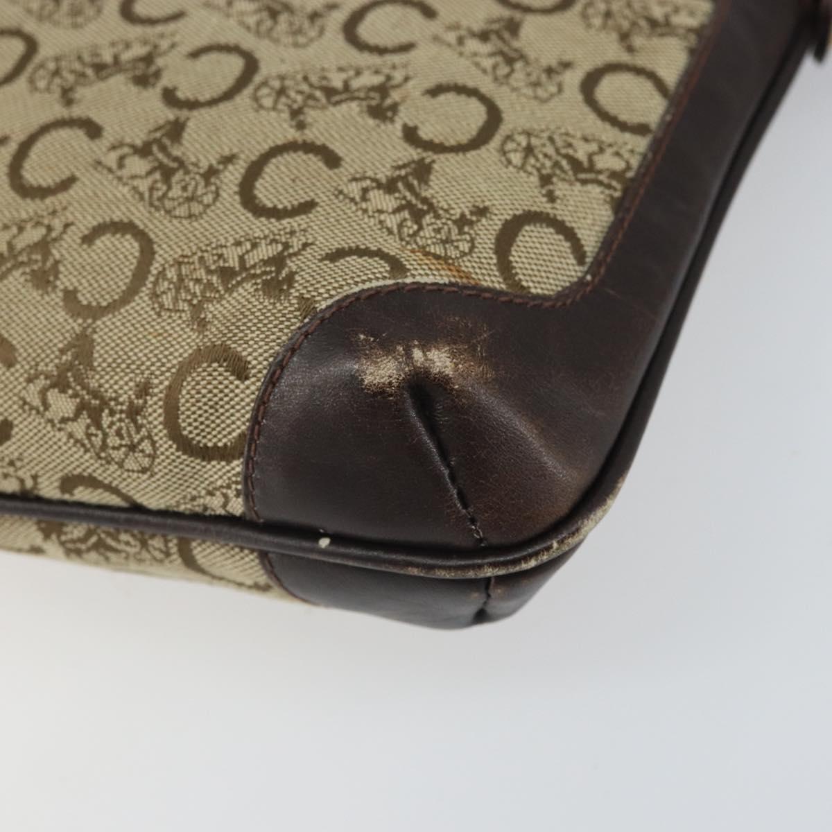 CELINE C Sulky Shoulder Bag Canvas Beige Gold Auth 161739