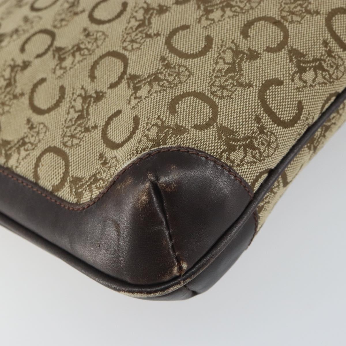 CELINE C Sulky Shoulder Bag Canvas Beige Gold Auth 161739