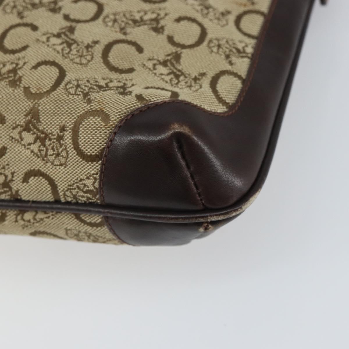 CELINE C Sulky Shoulder Bag Canvas Beige Gold Auth 161739