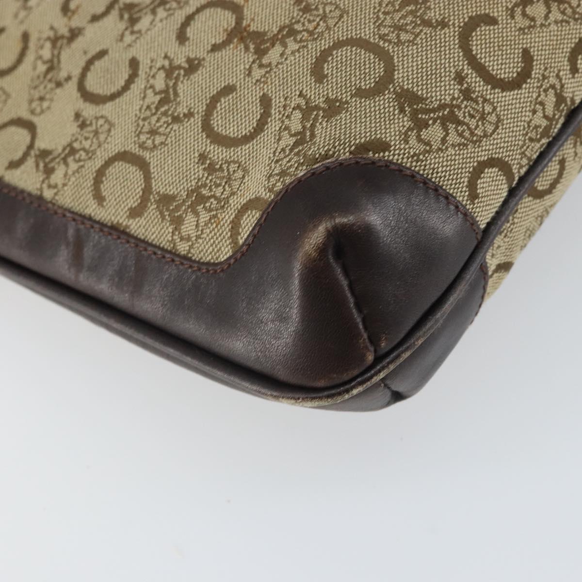 CELINE C Sulky Shoulder Bag Canvas Beige Gold Auth 161739