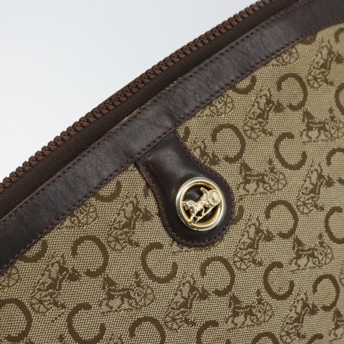 CELINE C Sulky Shoulder Bag Canvas Beige Gold Auth 161739