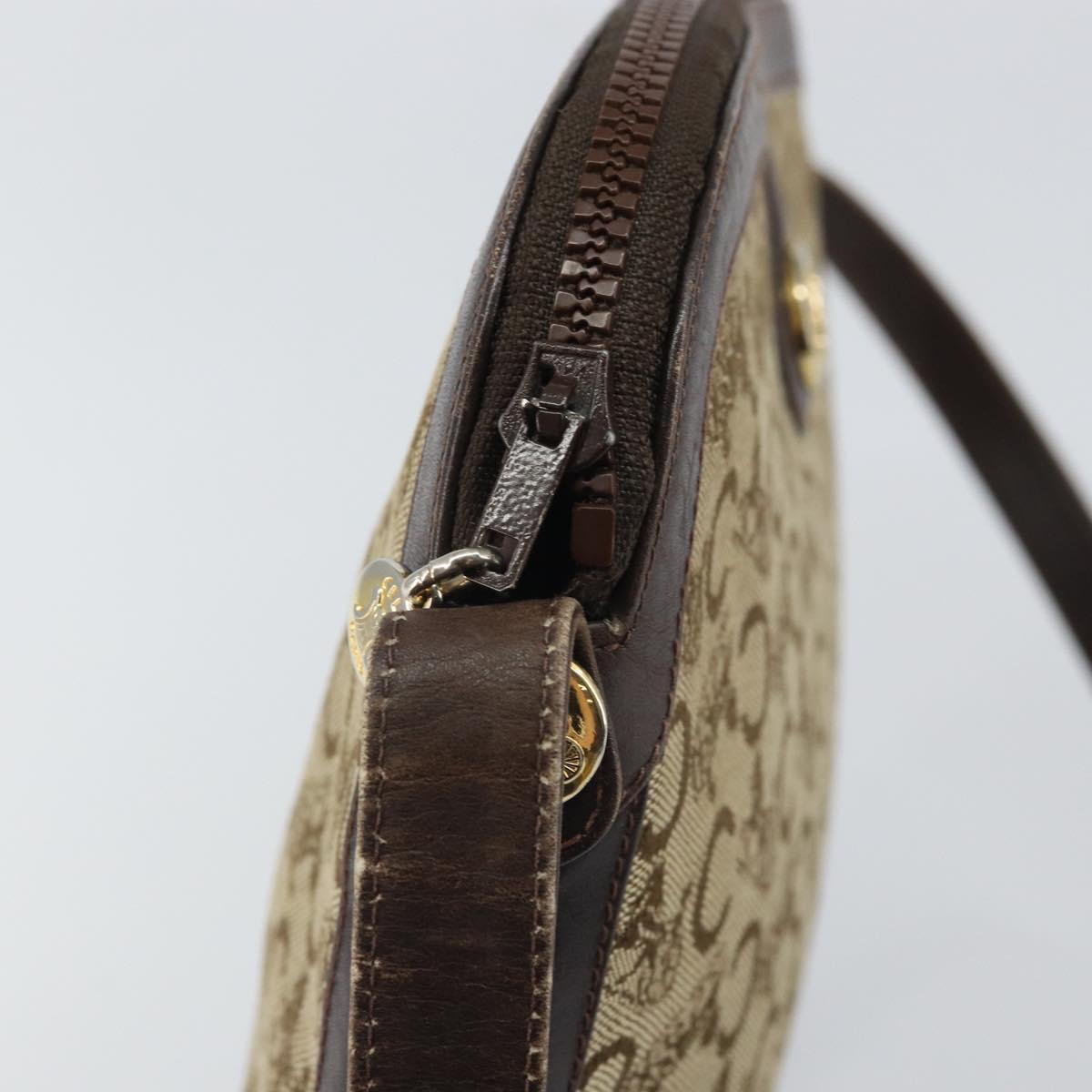 CELINE C Sulky Shoulder Bag Canvas Beige Gold Auth 161739