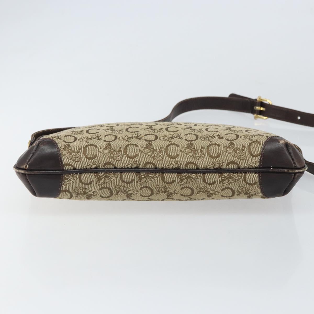 CELINE C Sulky Shoulder Bag Canvas Beige Gold Auth 161739