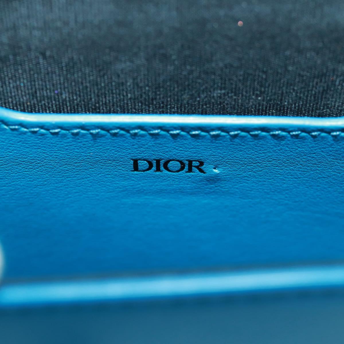 Christian Dior Shoulder Bag Leather Blue Silver Auth 161745M