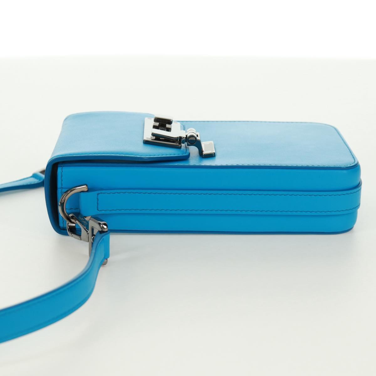 Christian Dior Shoulder Bag Leather Blue Silver Auth 161745M