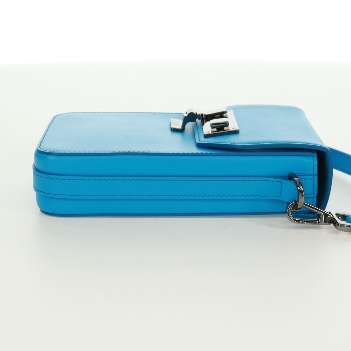 Christian Dior Shoulder Bag Leather Blue Silver Auth 161745M