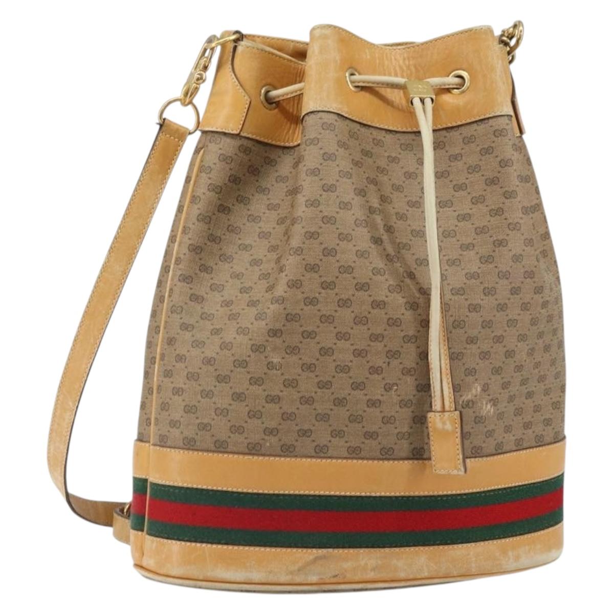GUCCI Micro GG Supreme Web Sherry Line Bag PVC Beige 001 58 4793 Auth 161752