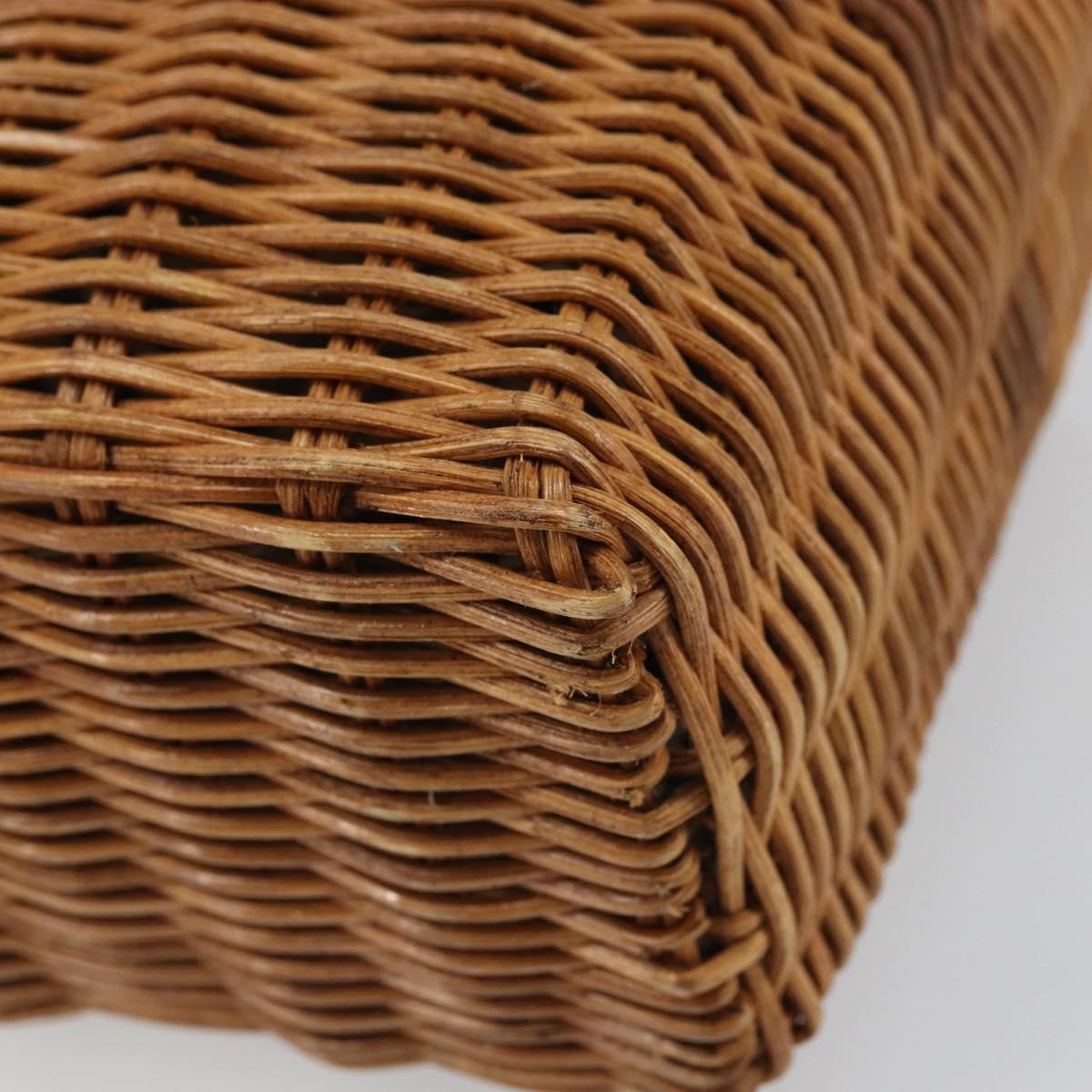 BURBERRY Blue Label Hand Bag Rattan Beige Silver Auth 161754