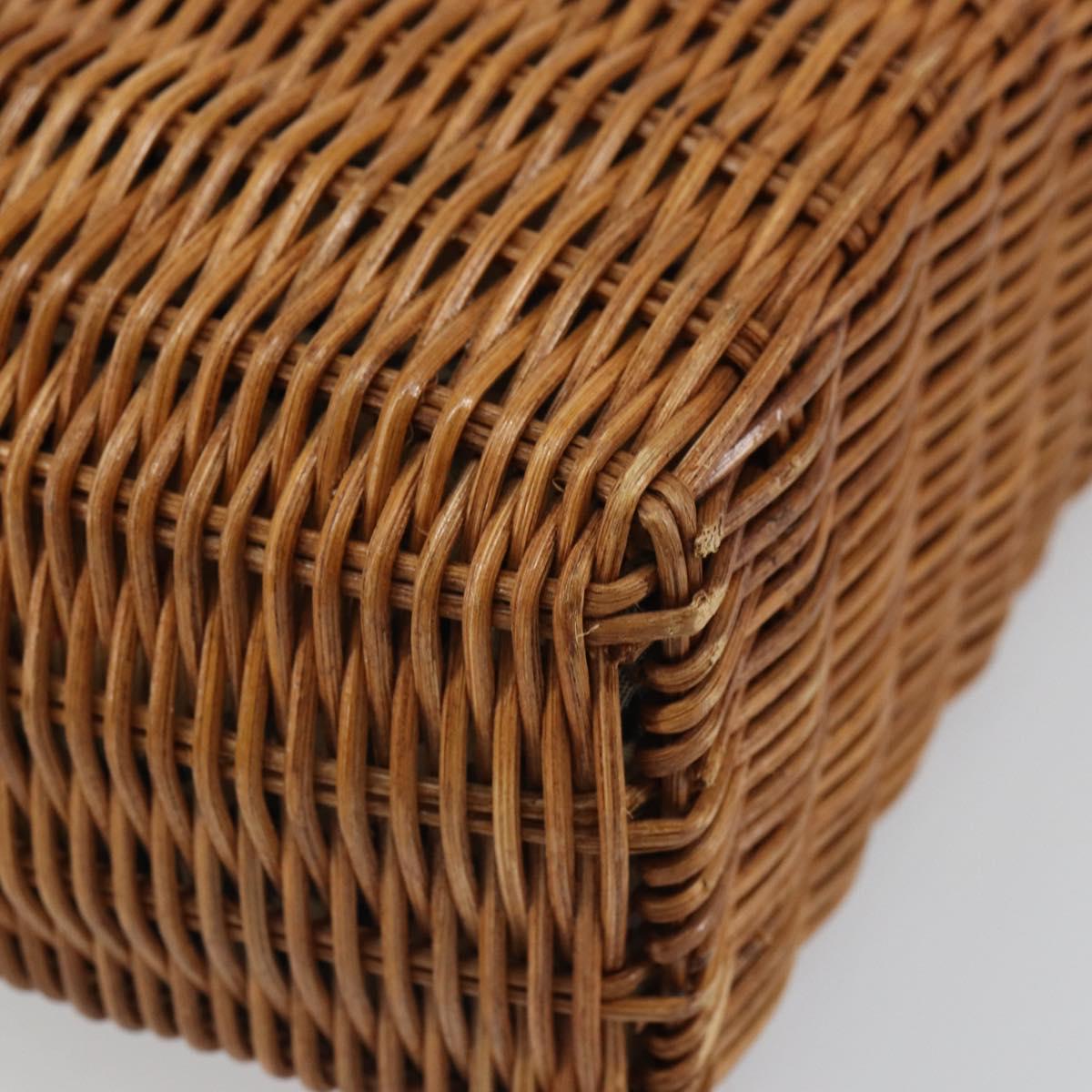 BURBERRY Blue Label Hand Bag Rattan Beige Silver Auth 161754