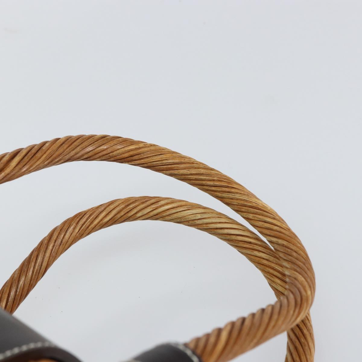 BURBERRY Blue Label Hand Bag Rattan Beige Silver Auth 161754