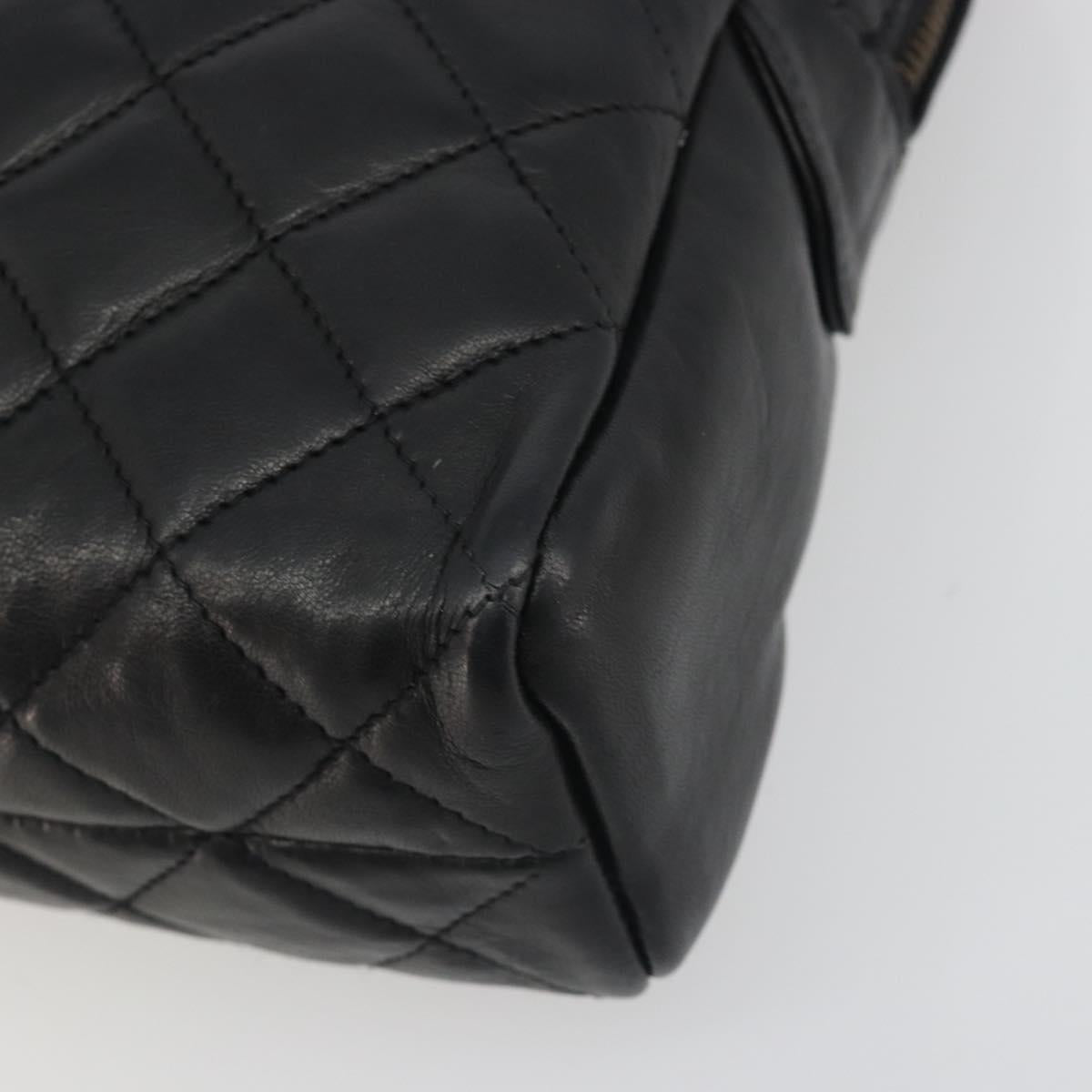 CHANEL Matelasse Chain Shoulder Bag Leather Black Gold CC Auth 161755