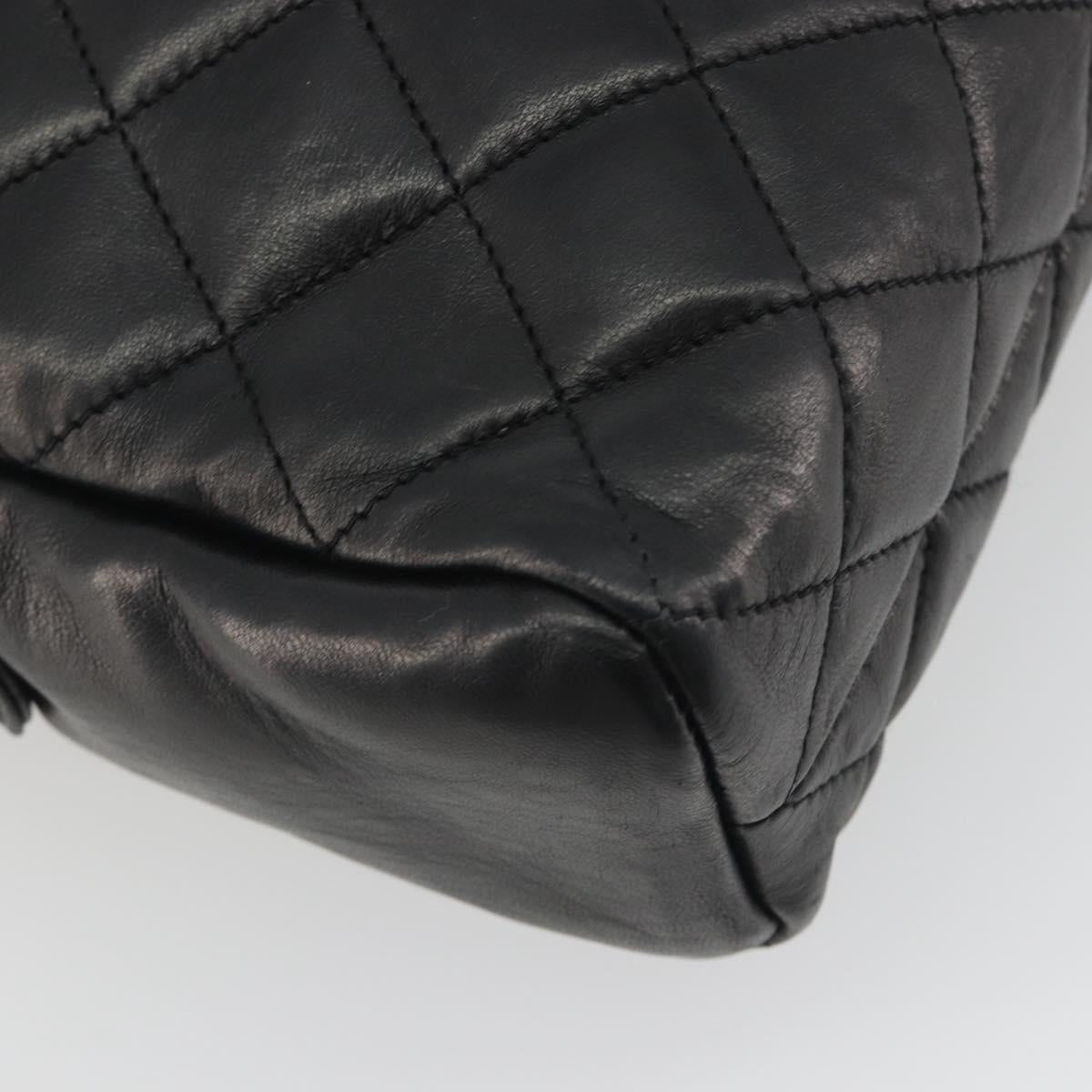 CHANEL Matelasse Chain Shoulder Bag Leather Black Gold CC Auth 161755