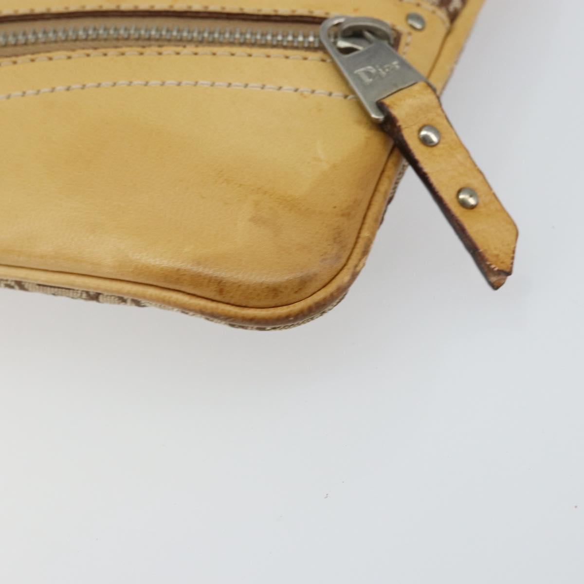 Christian Dior Trotter Canvas Street Chic Shoulder Bag Beige Silver Auth 161759