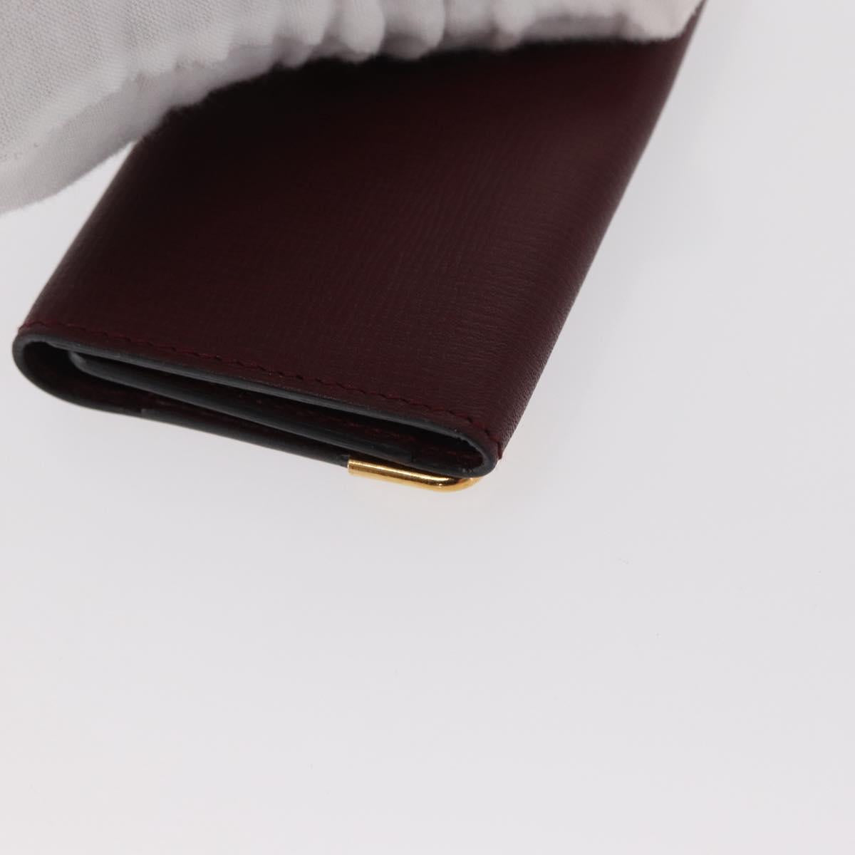CARTIER Must Line Key Case Leather Bordeaux Gold Auth 161762V