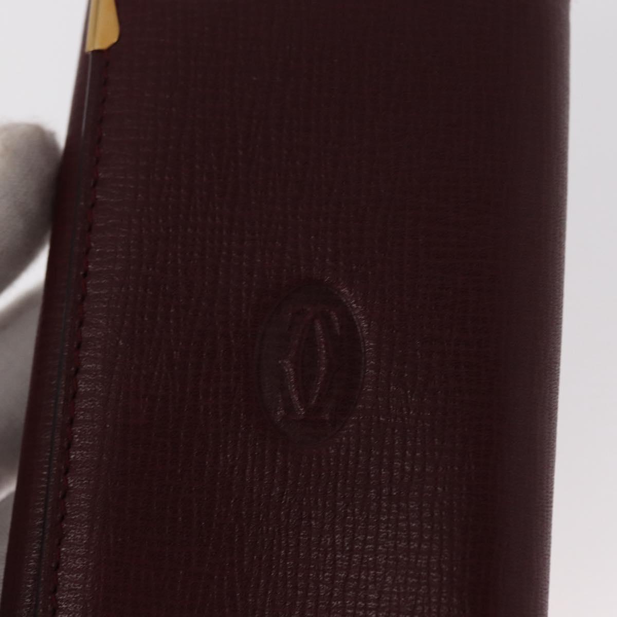 CARTIER Must Line Key Case Leather Bordeaux Gold Auth 161762V