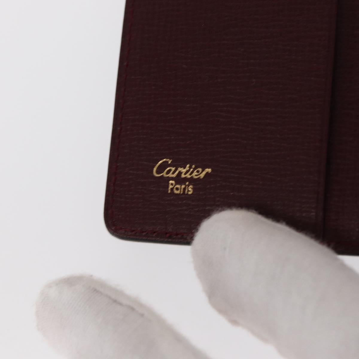 CARTIER Must Line Key Case Leather Bordeaux Gold Auth 161762V