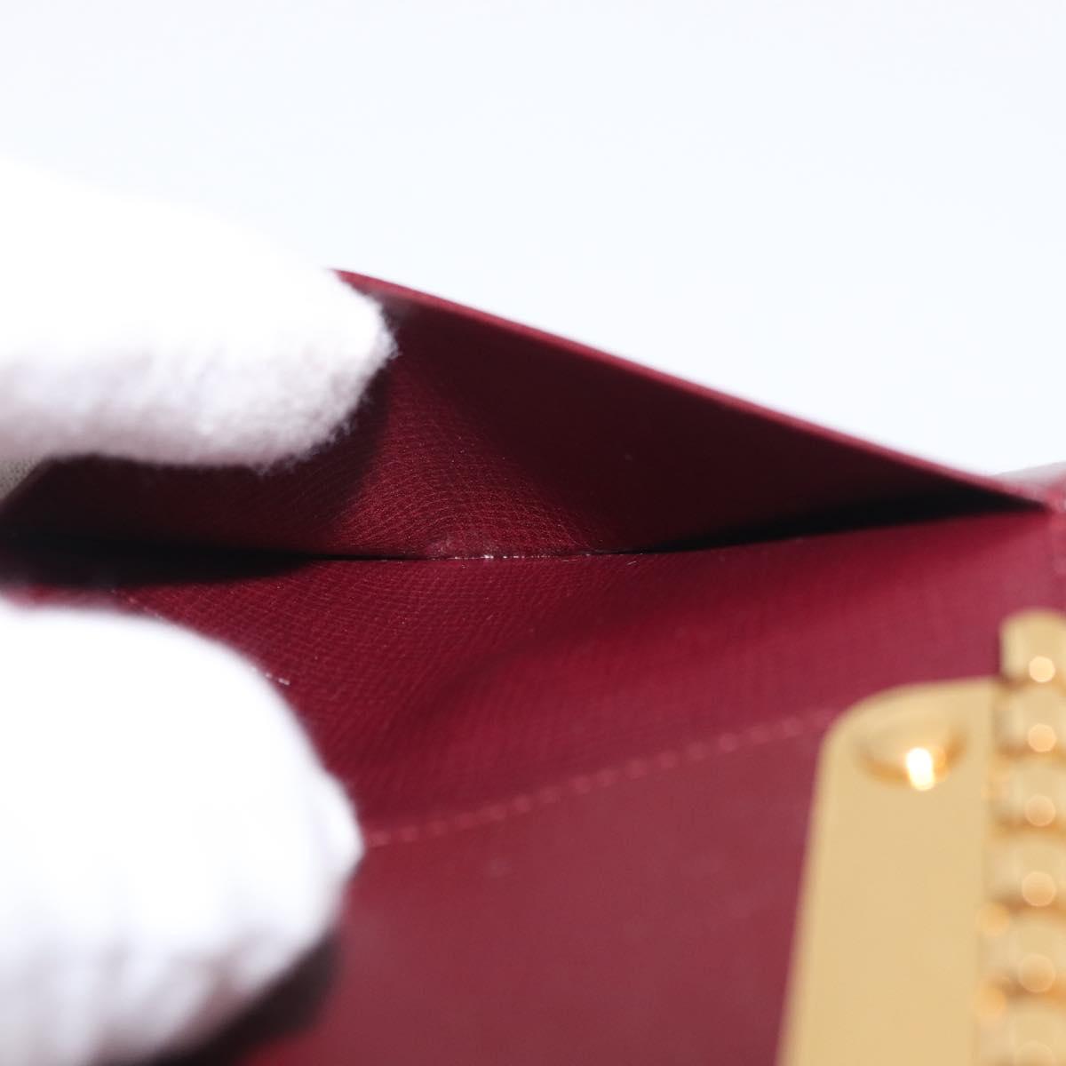 CARTIER Must Line Key Case Leather Bordeaux Gold Auth 161762V