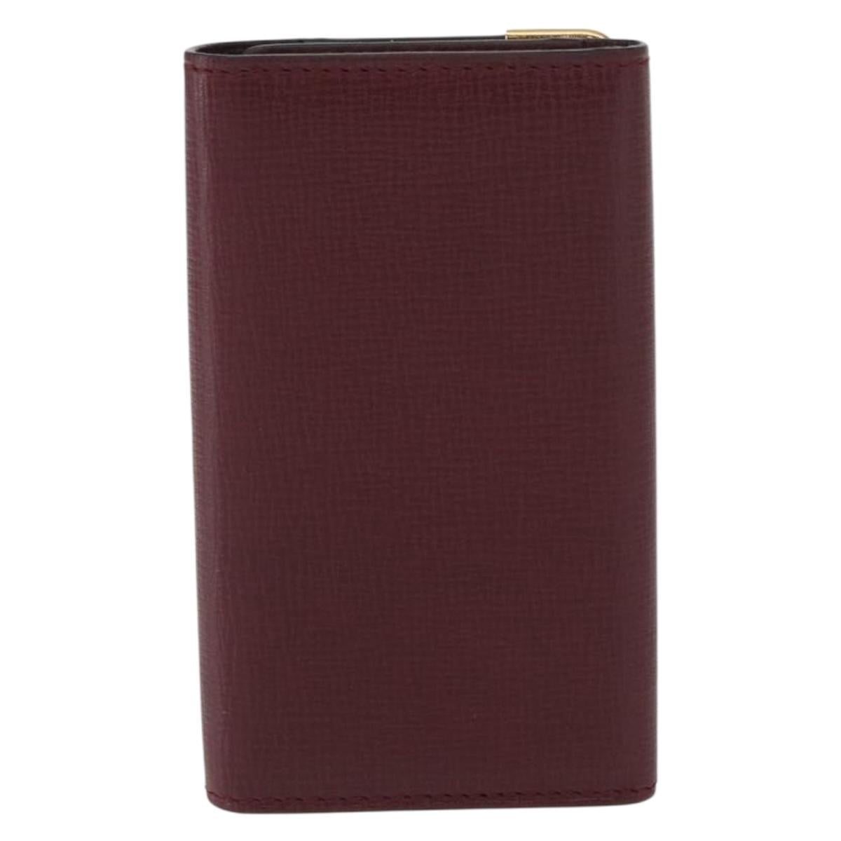 CARTIER Must Line Key Case Leather Bordeaux Gold Auth 161762V