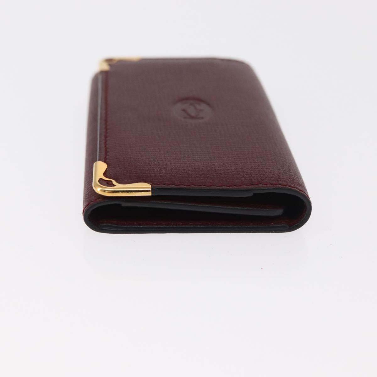 CARTIER Must Line Key Case Leather Bordeaux Gold Auth 161762V