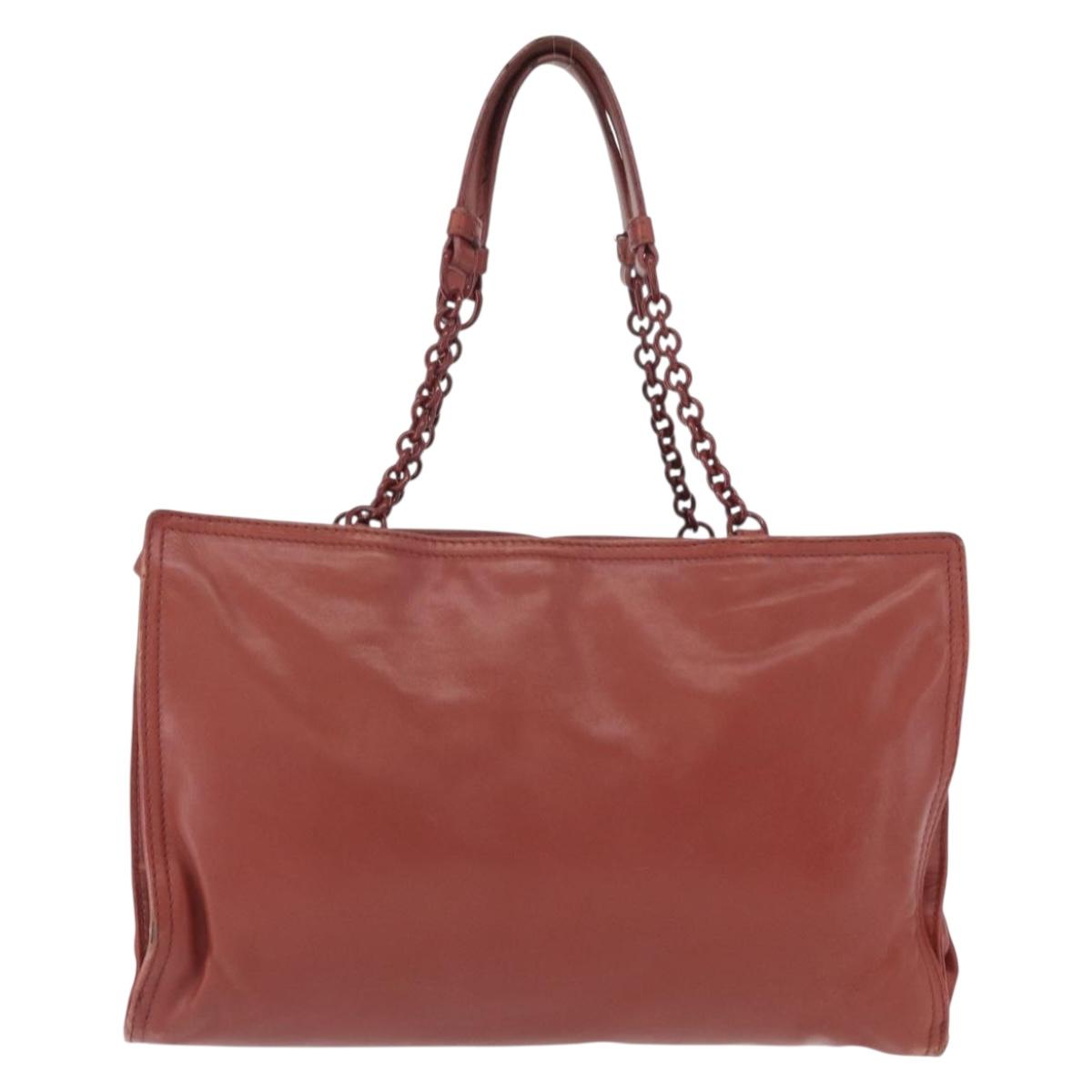 BOTTEGA VENETA Chain Shoulder Bag Leather Red Auth 161765