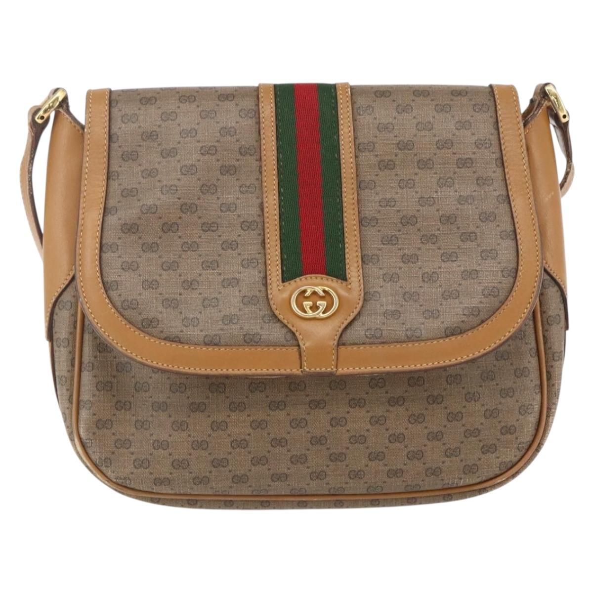 GUCCI Micro GG Supreme Web Sherry Line Bag PVC Beige 001 115 0914 Auth 161766