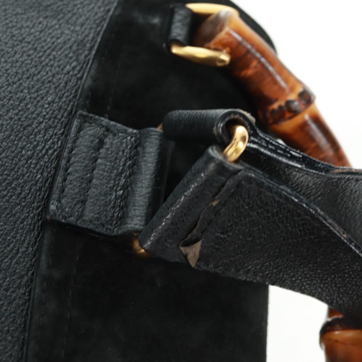 GUCCI Bamboo Backpack Suede Black Gold 003 58 0016 Auth 161768