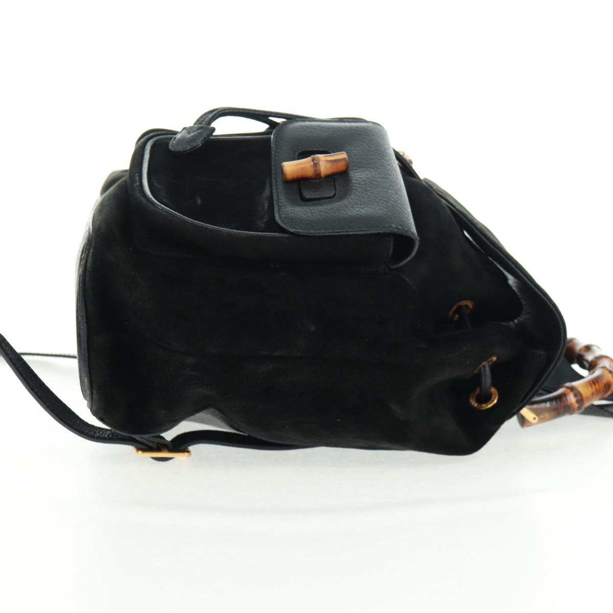 GUCCI Bamboo Backpack Suede Black Gold 003 58 0016 Auth 161768