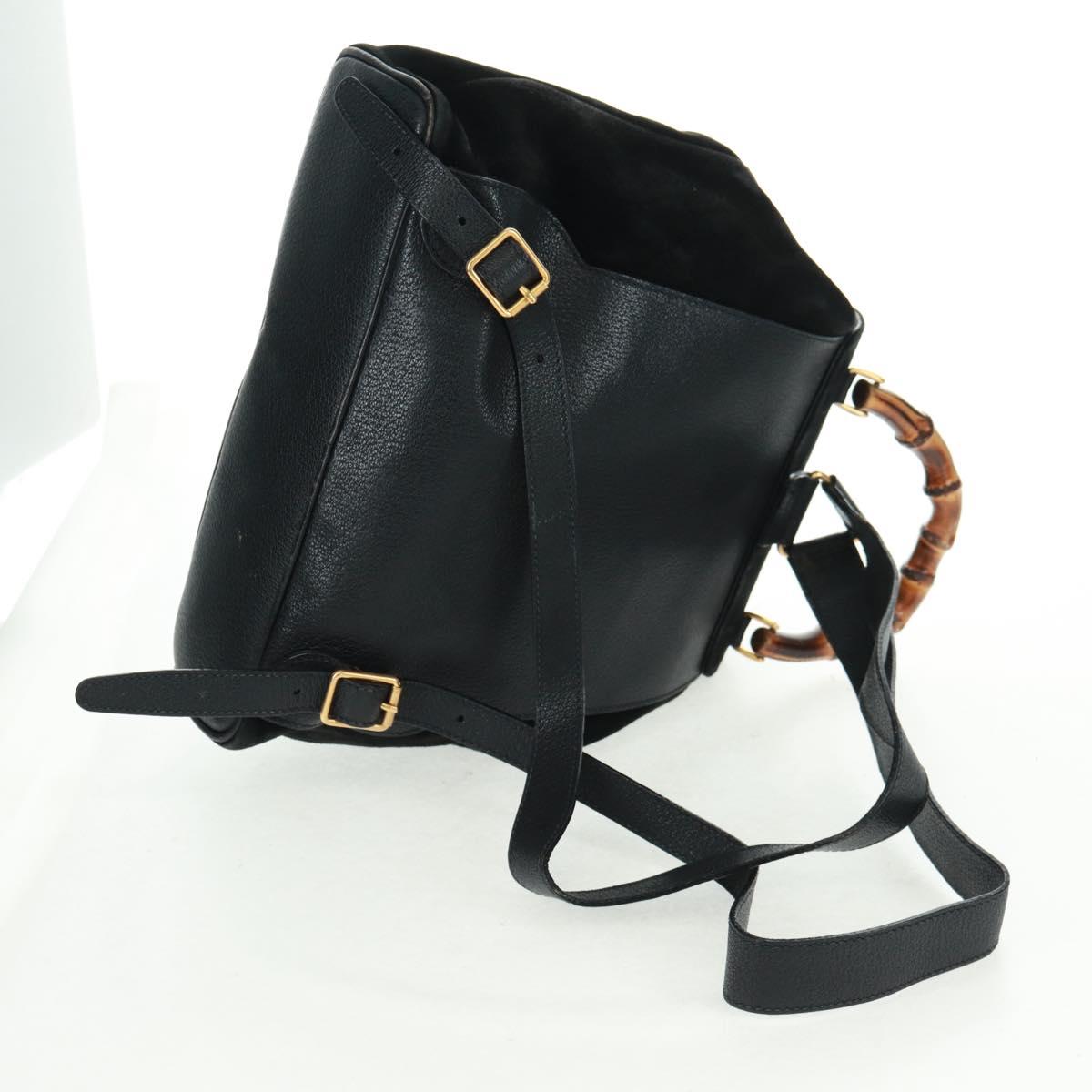 GUCCI Bamboo Backpack Suede Black Gold 003 58 0016 Auth 161768
