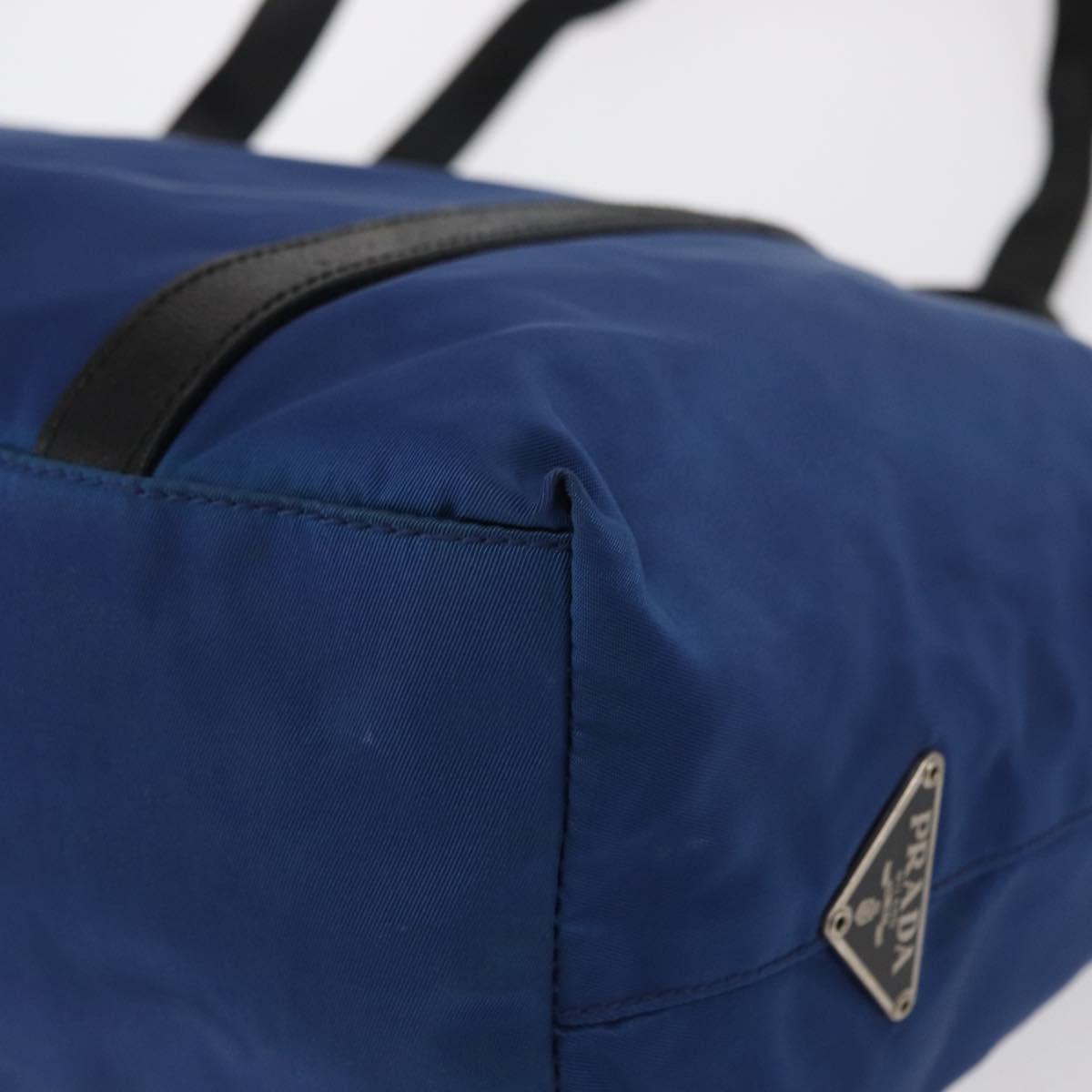 PRADA Tote Bag Nylon Blue Silver Auth 161771