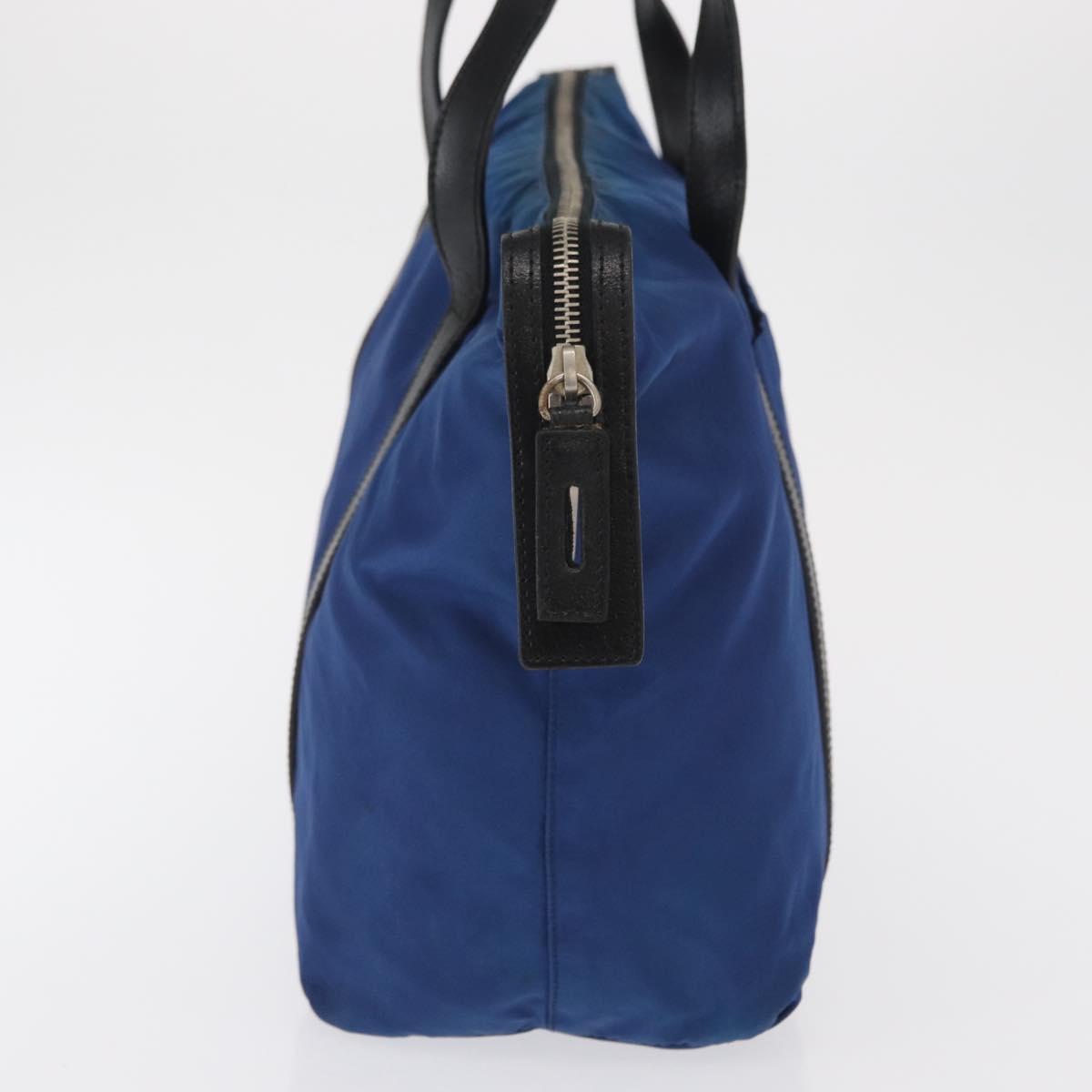 PRADA Tote Bag Nylon Blue Silver Auth 161771