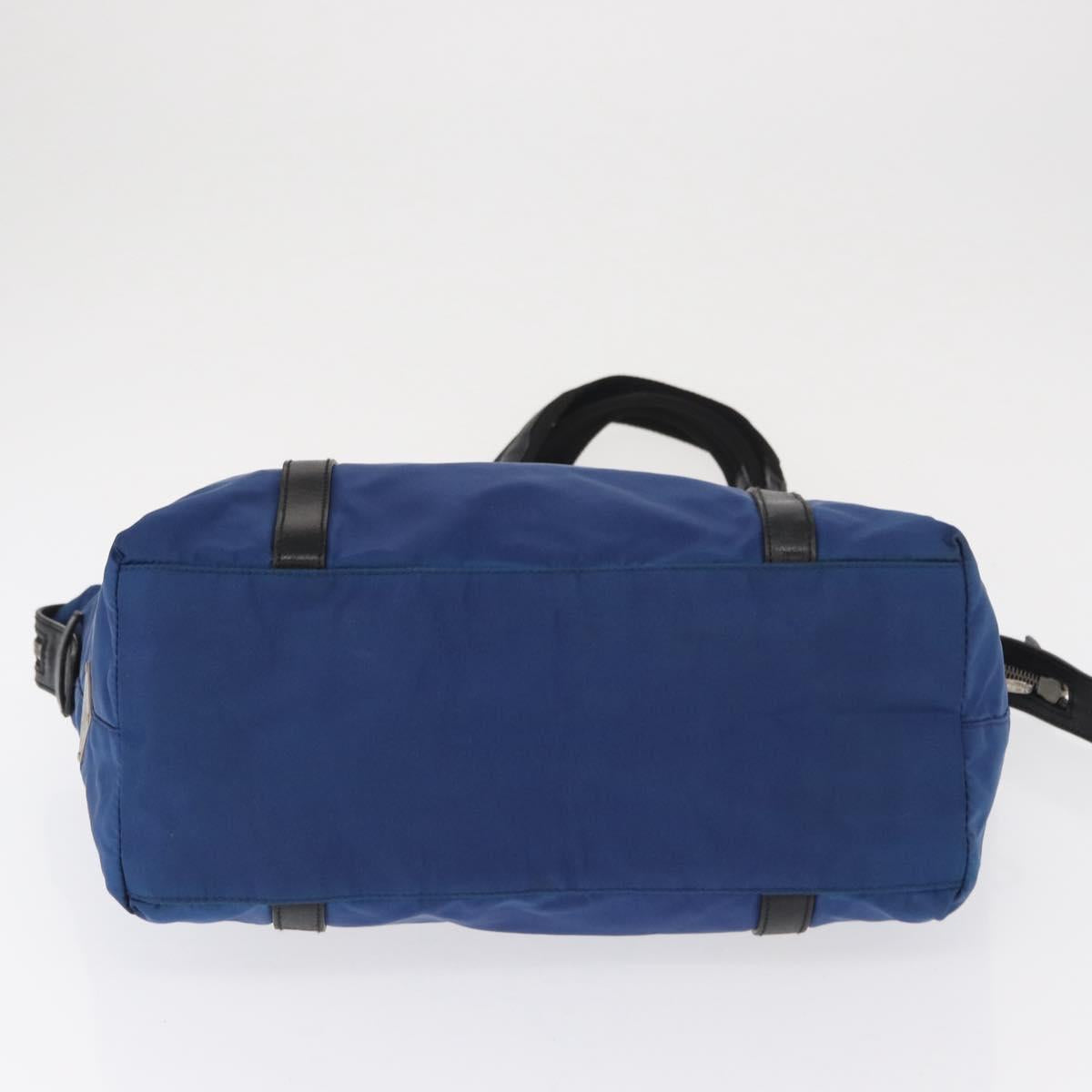 PRADA Tote Bag Nylon Blue Silver Auth 161771