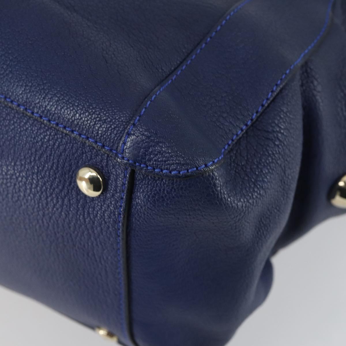 Chloe Bridget Hand Bag Leather 2way Navy Gold Auth 161772