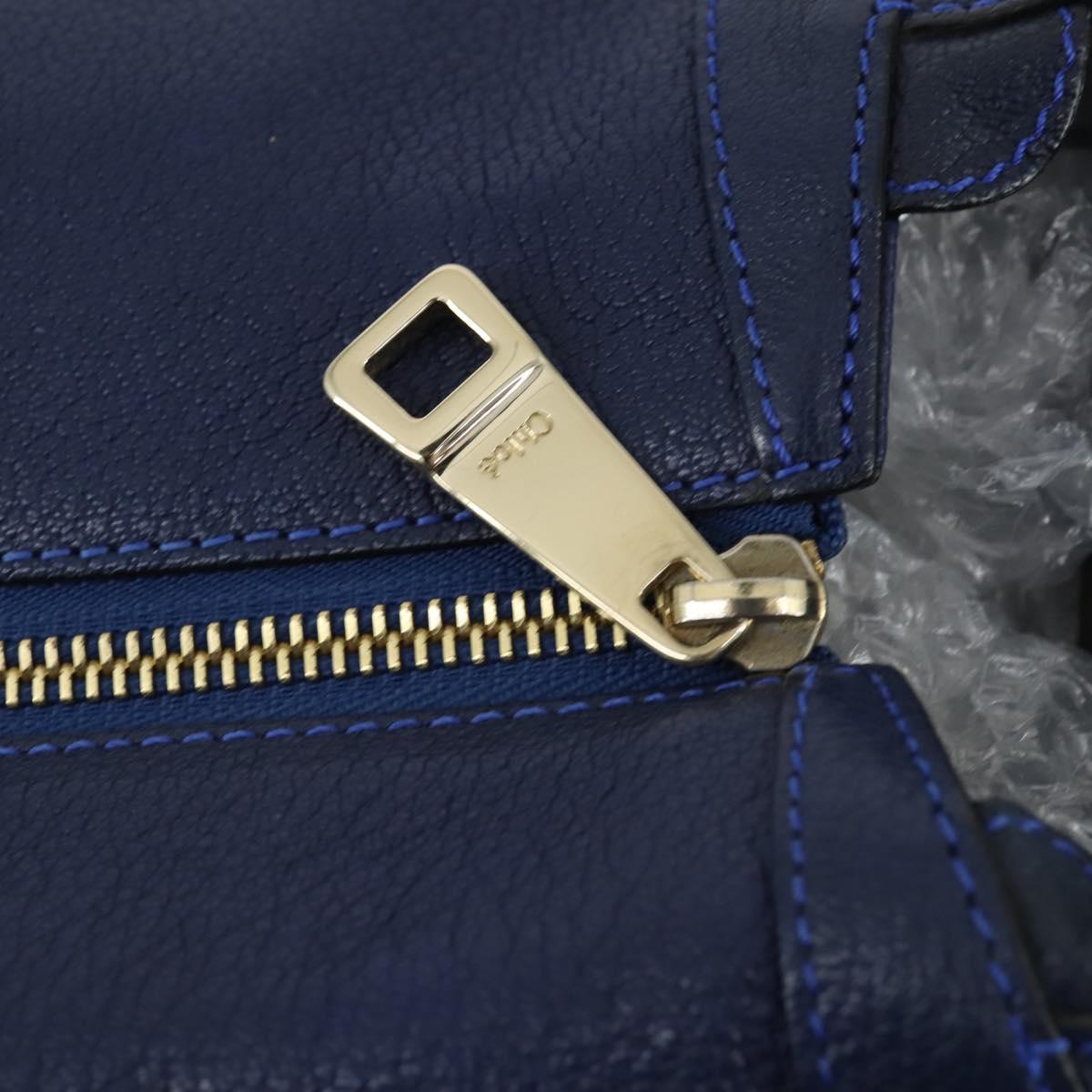 Chloe Bridget Hand Bag Leather 2way Navy Gold Auth 161772