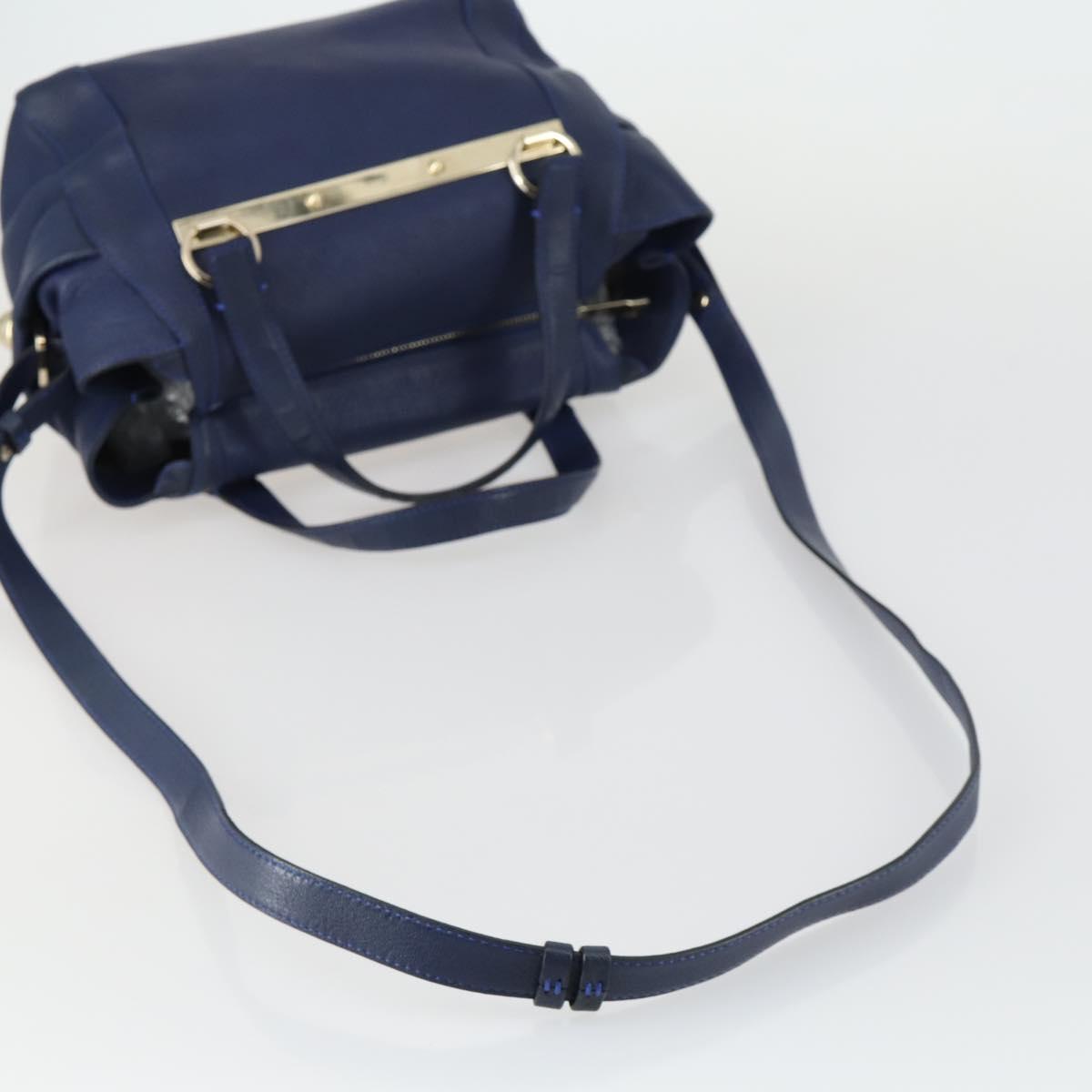 Chloe Bridget Hand Bag Leather 2way Navy Gold Auth 161772