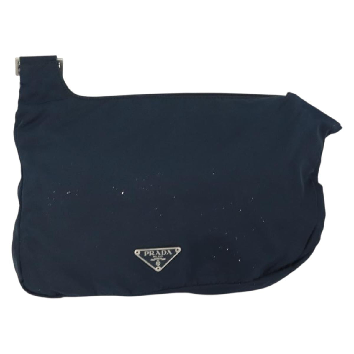 PRADA Shoulder Bag Nylon Navy Silver Auth 161779