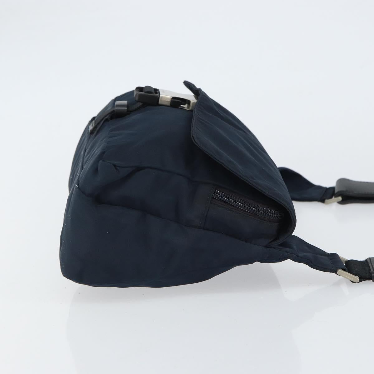 PRADA Shoulder Bag Nylon Navy Silver Auth 161779