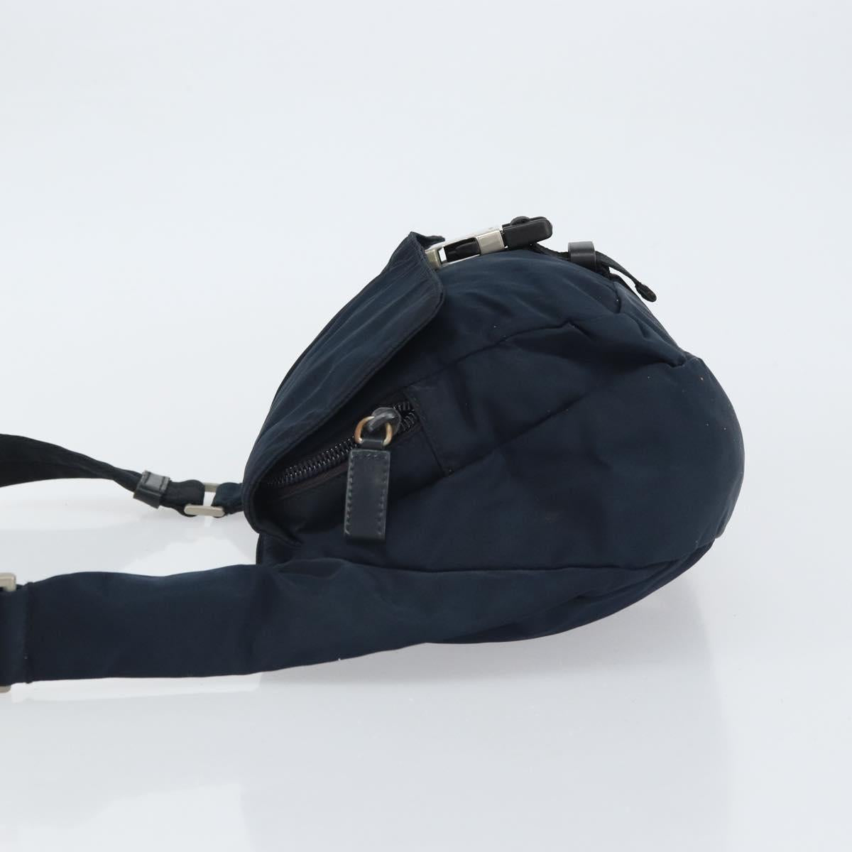 PRADA Shoulder Bag Nylon Navy Silver Auth 161779